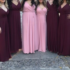 double strap georgette bridesmaid wrap dress